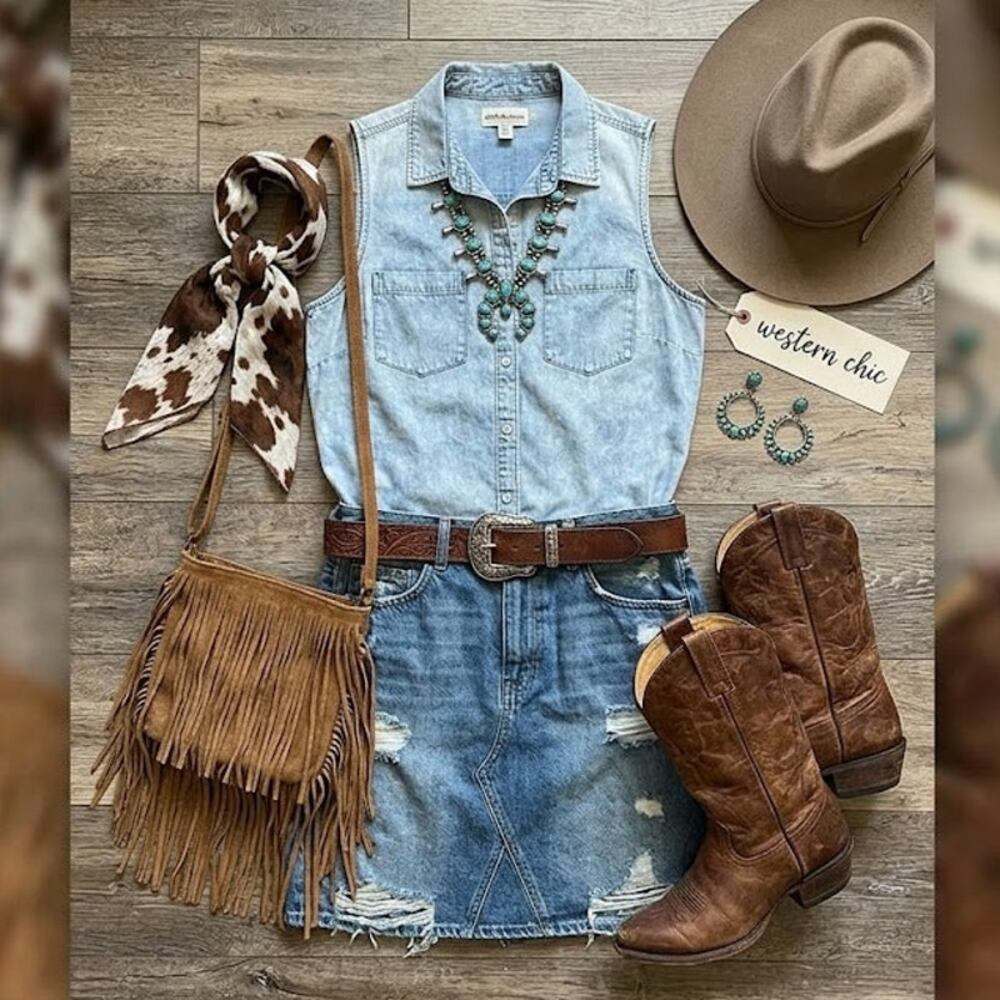 Cloth & Stone Sleeveless Collared Buttondown Shirt Large Light Acid Wash Denim